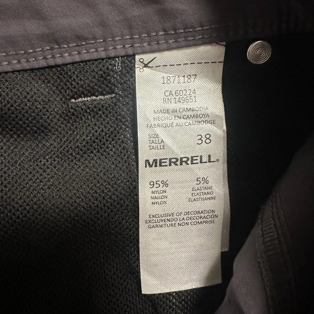 Merrell Hiking Shorts Mens 38 Gray Excellent Lightweight Outdoor Trail Cargo
